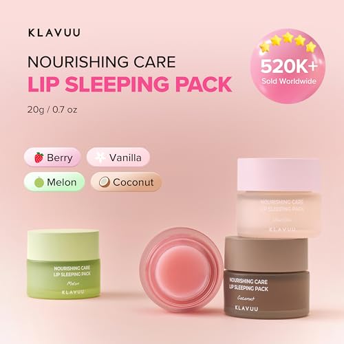Klavuu Lip Mask Sleeping Pack (0.7oz) ? Overnight Deep Hydrating Korean Lip Balm Treatment for Very Dry, Chapped Lips | Lip Lightening & Plumping with Instant Hydration | Gentle Exfoliating (Berry)