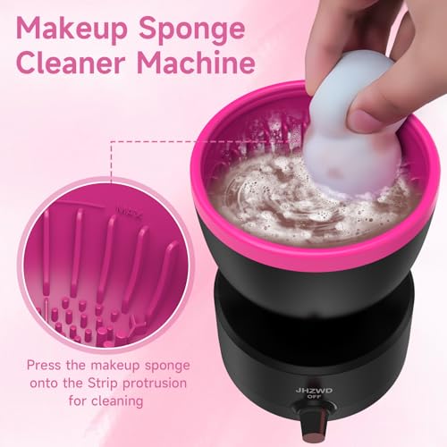 Adjustable Speed Makeup Brush Cleaner Machine, Electric Makeup Sponge Cleaner, Automatic Cosmetic Silicone Cleaning Bowl with Brush Holder Lid- Liquid Foundation, Contour, Eyeshadow, Blush Brush