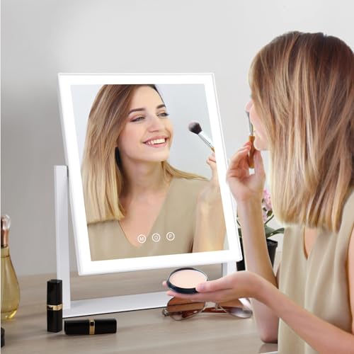 Lyeasw Makeup Vanity Mirror with Lights, Lighted Hollywood White Makeup Mirror with 3 Color Lighting Modes, Smart Touch Control, 360¡ÆRotation