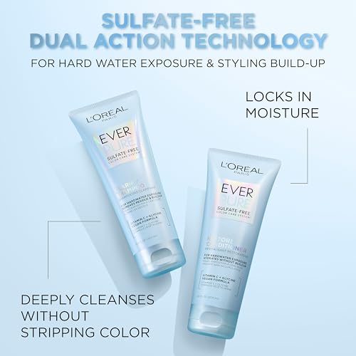 L'Oreal Paris Restore Sulfate Free Conditioner with Antioxidants,Moisturizing Conditioner for Hard Water Exposure and Styling Build-up,EverPure,6.8 Fl Oz,(Pack of 2)