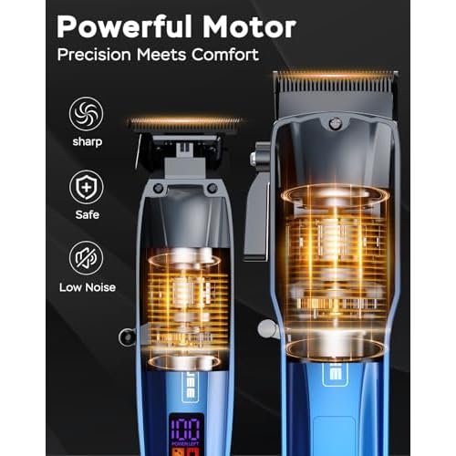 Professional Hair Clippers for Men Cordless & Corded - Rechargeable Barber Clipper & Trimmer Set with Fade Lever for Home Haircuts, Grooming Kit with Guide Combs, with Travel Case