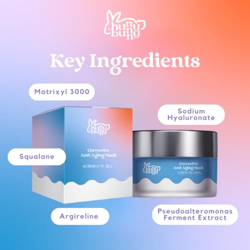 Hunny Bunny Corrective Anti-Aging Night Cream & Mask Hybrid with Peptides, Hyaluronic Acid & Squalane ? 2-in-1 Firming, Hydrating & Anti-Wrinkle Treatment, 30mL - Made in USA