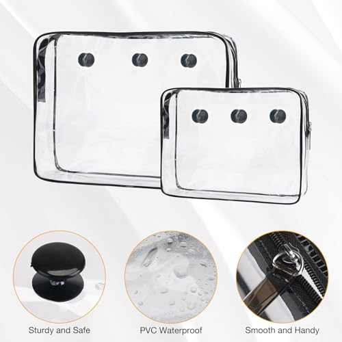 4 Packs Clear Bogg Beach Tote Bag with 1set Insert Hooks Accessories for Bogg Bags Travel Makeup Clean Toiletry Brush Organizer Cosmetic Divider Storage Inner Pouch (Black)