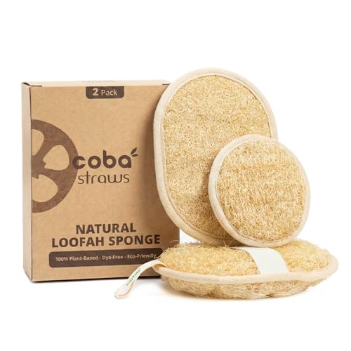 Natural Loofah Exfoliating Body & Facial Scrubber Set | 100% Plant-Based Shower Luffa Sponge for Deep Cleansing, Smooth & Glowing Skin | Bath Loofah for Women & Men