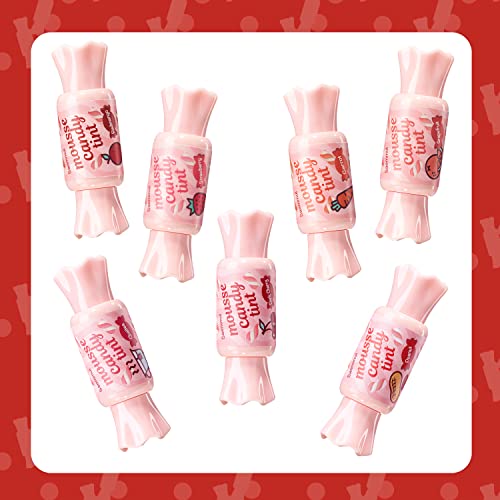 THESAEM Saemmul Mousse Candy Tint #1 Redmango Mousse - High Pigment Matte Finish Long Lasting Lip Stain with Honey Extracts to Hydrate Lips - Weightless & Smudge-Proof, 0.3 fl.oz.