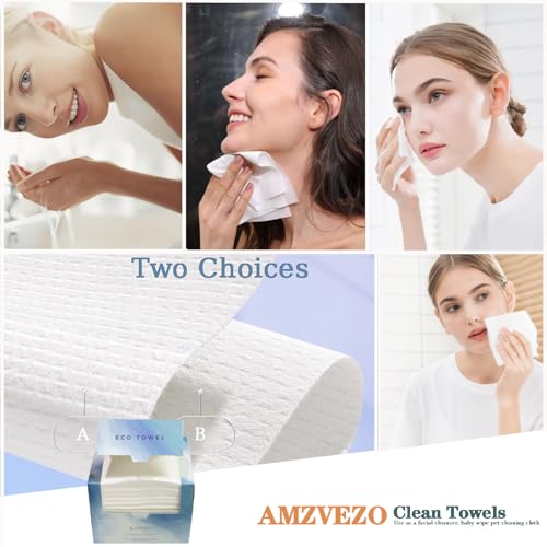 Face Towels Disposable Biodegradable Soft Washcloths for Sensitive Skin, Lint-Free Washcloths for Face Washing, Skin Care, and Makeup Removal, Wet and Dry Towels,50 Sheets