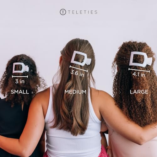 TELETIES - Medium Flat Square Clip - For Lying Down, Yoga, Driving & More - Strong Grip, Bendable Teeth, Comfortable Curved Design - Ideal for Medium Hair - Core Collection - Blonde Tortoise