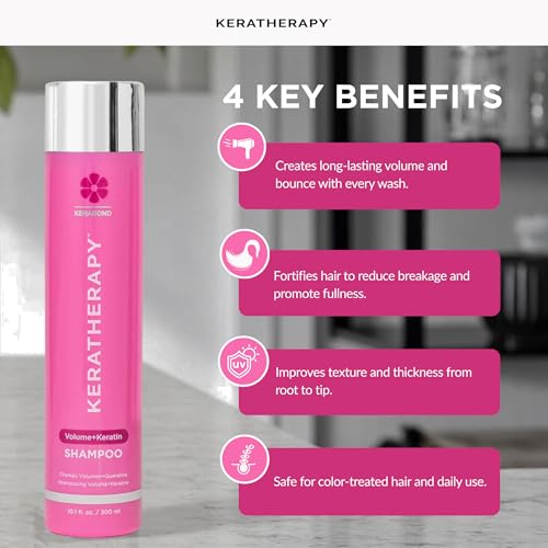 Keratherapy Keratin Infused Volume Shampoo, 10.1 fl oz, 300 ml - Volume Shampoo for Thin Hair - Kerabond Technology with Hemp Seed Oil, Indian Laurel Extract, Sea Kelp & Hydrolyzed Silk