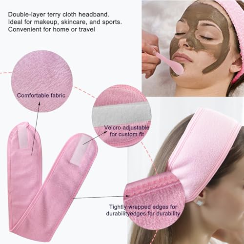 34 Pcs Esthetician Facial Supplies Kit, 6 Heart-Shaped Mask Bowls, 6 Headbands, 6 Spatulas, 10 Heart-Shaped Sponges, 6 Rectangular Sponges for Professional Spa & DIY Skincare(Pink)