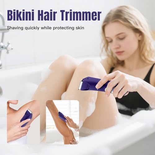 RESUXI Electric Bikini Trimmer for Women,Pubic Hair Trimmer Ceramic Blade Electric Razors Shaver for Underarm Leg Arm Body Hair Private Area,Wet/Dry IPX7 Waterproof Rechargeable LCD Display LED Light
