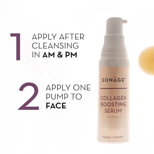 Sonage Collagen Boosting Serum: Vegan Anti-Aging Face Serum | Plumps, Smooths, Minimizes Pores, Wrinkles