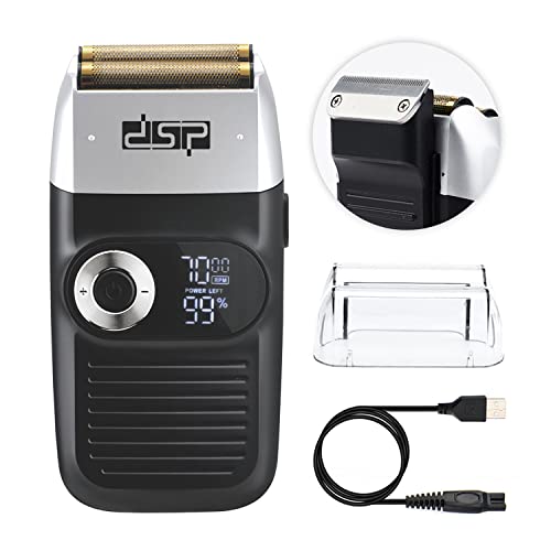 DSP¢ç Electric Razor for Men Bald Shavers for Men 2 in 1 Double Shaver for Men with 2 Foil Head Rechargeable Barber Shaver with Precision Trimmer 3-Speed Shaver with LED Digital Display (Black)