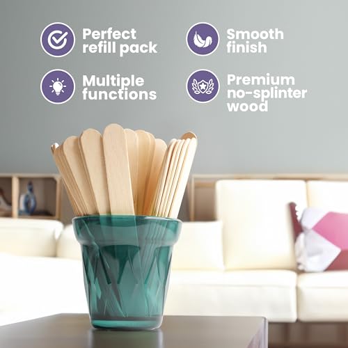 Tress Wellness Craft Sticks, Popsicle sticks, Premium Splinter-Free Wooden Sticks for Waxing, Wax Stick for Body and Face Waxing, 140 pieces (Pack of 2)