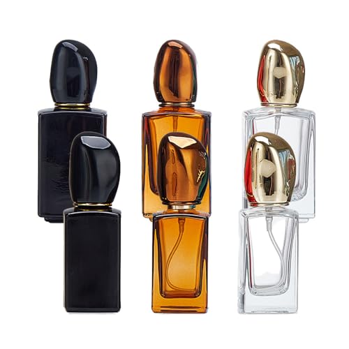 GOLDY&WENDY 6pcs Perfume Travel Refillable, Mini Glass Liquid Refill Empty Bottle, Portable Atomizer Spraye Glass Spray Bottles Toiletries Sample Dispenser