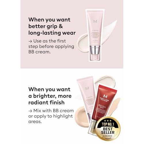 MISSHA M BB Boomer Primer for Face I Creamy-Soft, Illuminating Makeup Primer for Dewy Finish, Hydrating Radiant Cream, Moisturizing Makeup Base, Glass Skin, 1.35 Fl oz/40ml