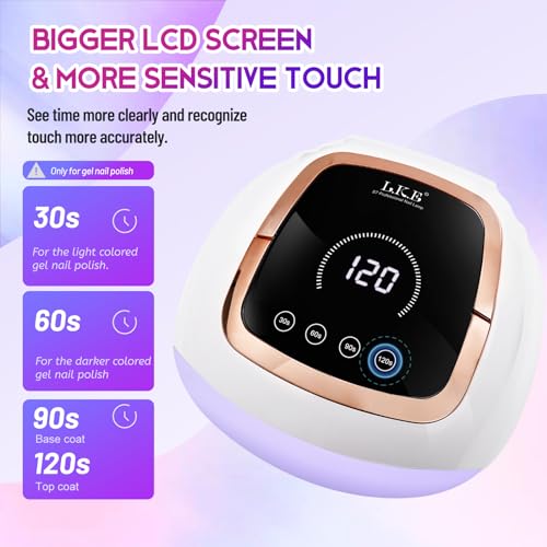 Wisdompark 268W UV LED Nail Lamp, Nail Dryer for Gel Polish, 4 Timers Curing Lamp Professional Nail Light, 66Pcs Uv Beads and Automatic Sensor (Gold) (Black)