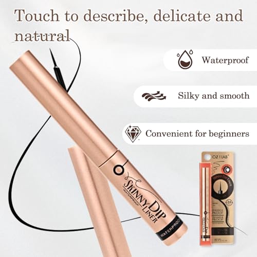 Skinny Dip Liquid Eyeliner - Matte Black, 24H Long-Lasting, Smudge-Proof, Precision Dip Brush Tip, Quick-Dry Formula, Cruelty-Free Eye Makeup for Cat Eye & Winged Looks