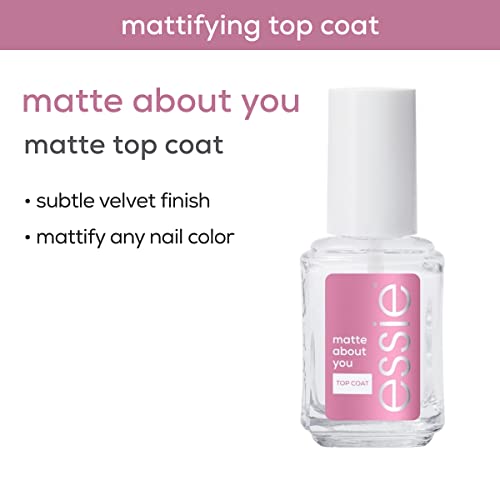 essie Nail Care, Matte About You Top Coat, Vegan, Mattifying Nail Polish, 0.46 fl oz