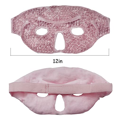 2PCS Ice Face Mask, Cold Hot Gel Face Eye Mask, Ice Mask with Soft Plush for Cooling Freezer Eye Mask for Puffy Eyes, Redness, Headaches, Stress