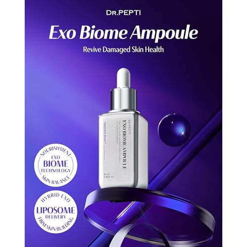 DR.PEPTI Exo Biome Ampoule - Korean Face Serum with Microbiome Fermented Galactomyces Lactobacillus Peptides Niacinamide Firming Elastic Thread Formula for Dull Aging Skin, 1.69 fl.oz.