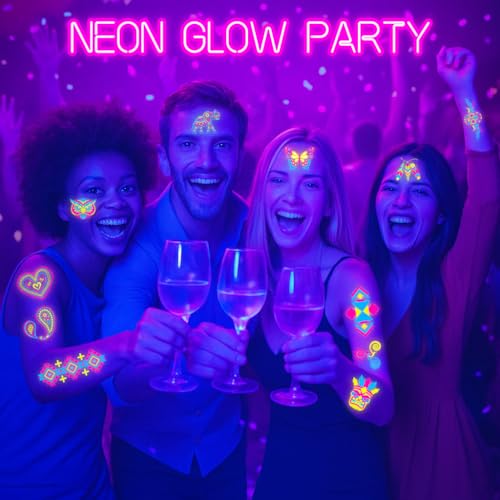 180PCS Tribal Glow in the Dark Pre-Cut Temporary Tattoos for Teens Adults | Glow Neon UV Blacklight Birthday Party Supplies, Favors, Decorations, Fake Tattoo Stickers, Rave Accessories, Gifts For
