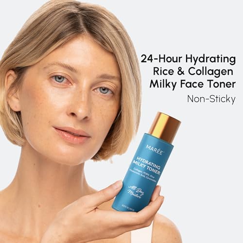 MAREE Hydrating Milky Toner for Face - Rice Toner with Niacinamide & Collagen - Skin Barrier Repair Hydrating Toners for Face - Milk Toners Essence - PDRN, Hyaluronic Acid, Ceramides - Tonico Facial