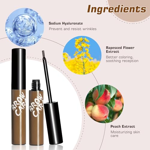 Tattoo Eyebrow Gel Easy Peel Off - Eyebrow Tint Peel Off Long-Lasting Waterproof Transfer-Proof Brow Gel For Fuller & Defined Looking Eyebrows (Dark Brown)