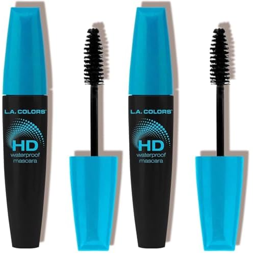 L.A. COLORS HD Waterproof Mascara, Very Black CMS522 (Pack of 2)