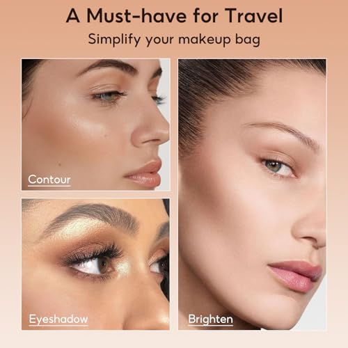 FelinWel Highlight Contour Makeup Palette Effortless Blending Matte Shimmer Highlighter Palette and Bronzer Powder for Cool Toned Skin with Brush