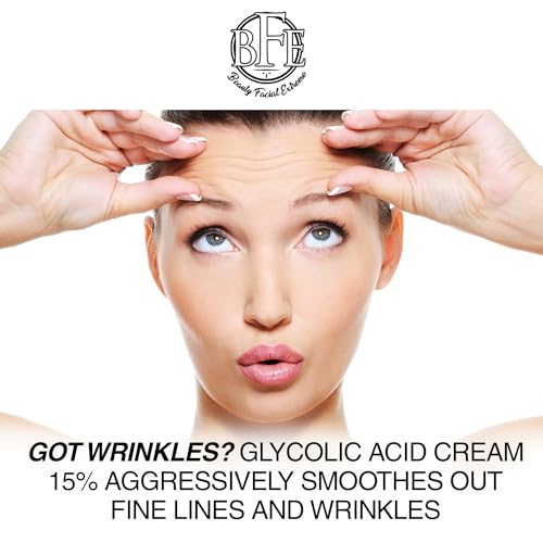 Glycolic Acid 15% Anti-Aging Wrinkle Cream Reduces the Appearance of Fine Lines, Wrinkles, Age Spots, Dark Spots & Improves Dull Looking Complexion. Includes A.H.A & Green Tea Moisturizer.