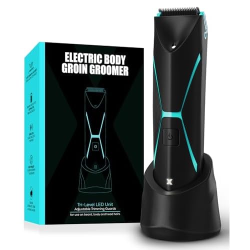 Brightman Electric Body Hair Trimmer for Men ? Waterproof Cordless Groomer with Ceramic Blades LED Light & 120-Min Runtime for Chest Groin Armpits Legs & Travel