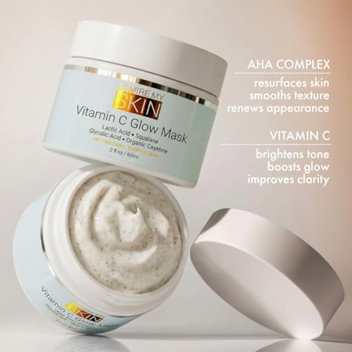 Vitamin C Mask for Face ? Brightening Face Masks Skin Care Contains Glycolic Acid and Lactic Acid + Squalane Oil ? Hydrating Beauty Face Mask for Glowing Youthful Skin and Smooth Even Skin Tone 2oz
