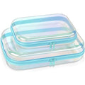 Clear Hard Shell Zipper Case,Toiletries Bag,Makeup Bag,2pcs Large Capacity Water-resistant Toiletry Bag,Portable Travel Organizer and Storage,Bathroom Clear Cosmetic Case for Women