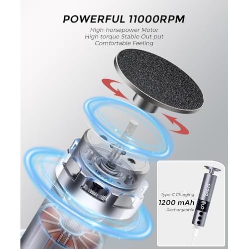 Electric Foot Callus Remover, 2-in-1 Cordless Pedicure Tools for Feet and Nail File with 80PCS Sandpaper Discs(3 Sizes), Aluminum Body with Adjustable Speed for Dead Skin, Cracked Heels & Home