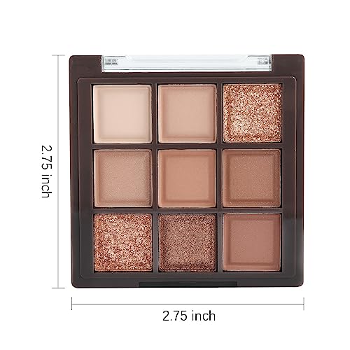 Neutral Brown Eye Shadow palette- Rose Gold Dark Brown Eyeshadow Palette Colorful 9 Colors, Matte Shimmer Highly Pigmented Nude Eyeshadow Palette Makeup Naturing-Looking Long Lasting2
