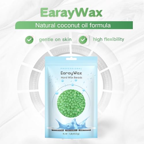 Hard Wax Beads for Hair Removal, 1lb Brazilian Coarse Waxing for Full Arms, Armpit, Bikini, Eyebrow, Face, Legs, Sensitive Skin, At-Home Wax Melts for Women Men
