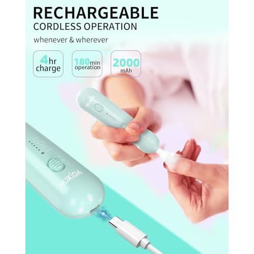 Manicure Pedicure Kit for Women, Professional Nail Grinder for Senior Thick Toenail, Cordless Electric Nail File, 5 Speeds Pedicure Tools for feet Callus Remover, Nail Drill for Women Hand Feet Care