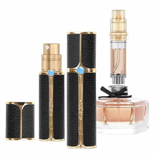 CF00 5ml Leather Perfume Bottle Bottom Refillable Dispenser, Leak-Proof & Portable for Men & Women, Ideal for Travel, Gifting & Daily Use (BKG)