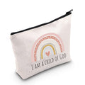 POFULL Christian Salvation Quote Gift Goddaughter Gifts for Women I am A Child OF God Cosmetic Bags Baptism Gift (I AM A CHILD OF GOD bag)