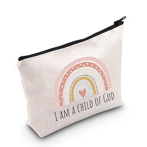 POFULL Christian Salvation Quote Gift Goddaughter Gifts for Women I am A Child OF God Cosmetic Bags Baptism Gift (I AM A CHILD OF GOD bag)