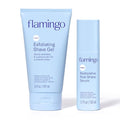 Flamingo Pubic Hair Shaving Skin Care Set, Exfoliating Shaving Gel for Women 5 fl oz with Restorative Post Shave Serum 1.7 fl oz