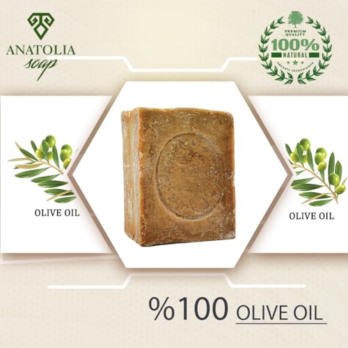 Aleppo Soap 100% Olive Oil Handmade Natural Castile Soap | Pure Olive Oil Aroma, No Additives | Large Aleppo Bar