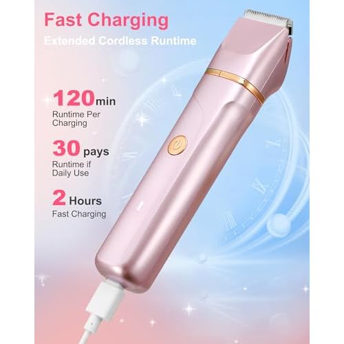 Bikini Trimmer for Women, 3-in-1 Electric Razors for Women with Ceramic Blades & IPX7 Waterproof Design - Rechargeable Cordless Electric Shaver for Lady for Legs, Underarms, Face & Bikini Line