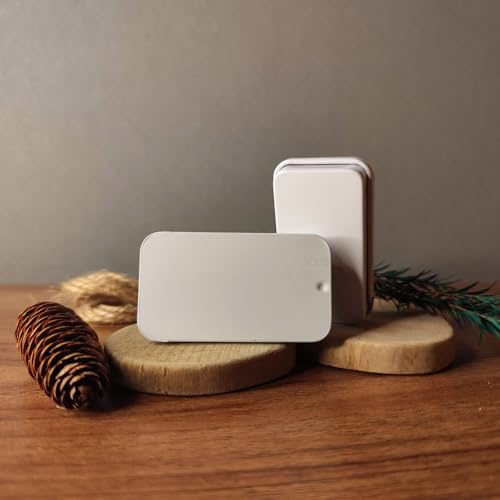 Slide Top Tin Containers for Lip Balm, Solid Perfume (0.5 oz, 16-Pack, w/Labels) - (Small) Empty Cosmetics Metal Boxes with Sliding Lids (Gloss White)
