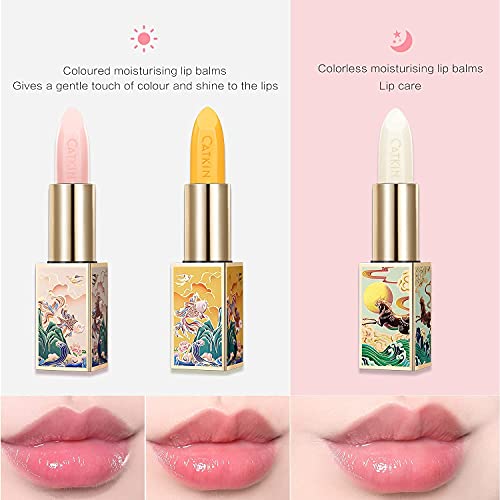 CATKIN 2Pcs Makeup Set Includes Natural Moisturising Lip Balm C01 and C03, Hydrating Lip Balm Chapstick Moisturising Lip Care with Vitamin E