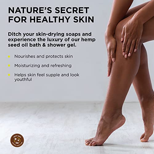 Hemp Seed Bath & Shower Gel - 8 oz - Moisturizing Formula with Hemp Seed Oil, Chamomile & Hydrolyzed Wheat Protein - Vegan, Cruelty Free
