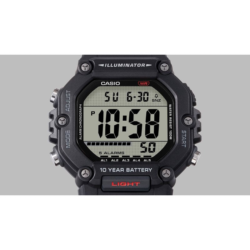Men's Digital Wristwatch with 10-Year Battery & 100M Water Resistance