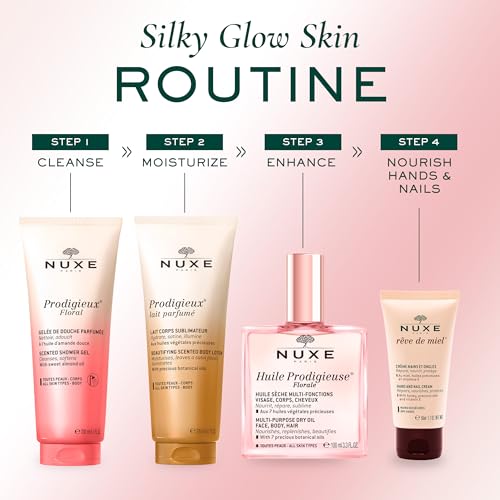 Nuxe Prodigieux Floral Scented Shower Gel, Cleanses, Softens, with Sweet Almond Oil and Fragrant Botanical Notes, 6.7 fl oz