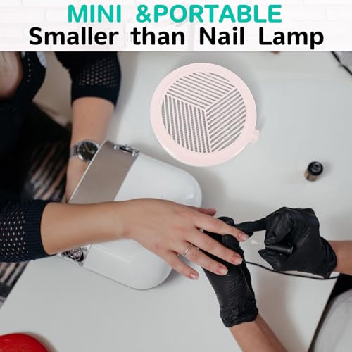AONOLOVO Nail Dust Collector, Adjustable Suction Powerful Compact Nail Fan Dust Collector Manicure Vacuum Cleaner Extractor Fan Women Home Use Acrylic Dip Powder, Low Noise, Pink