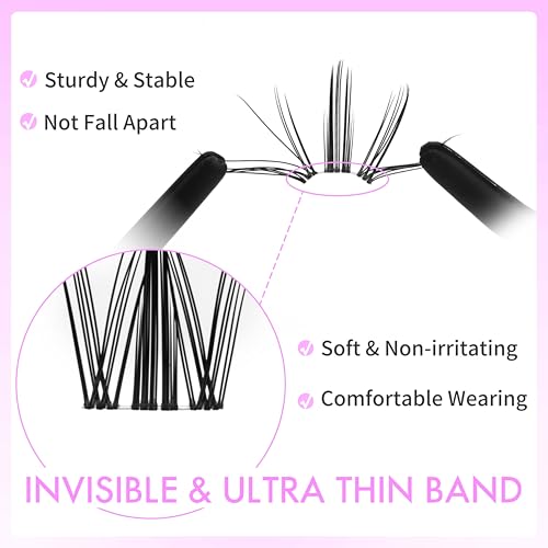 VEYESBEAUTY Manga Lash Clusters Eyelash Extensions Thin & Invisible Band DIY Individual False Eyelashes Newbie's Five-Second Series Wispy Lash Tray for Self-application, Lashes 8-18mm Mixed Length